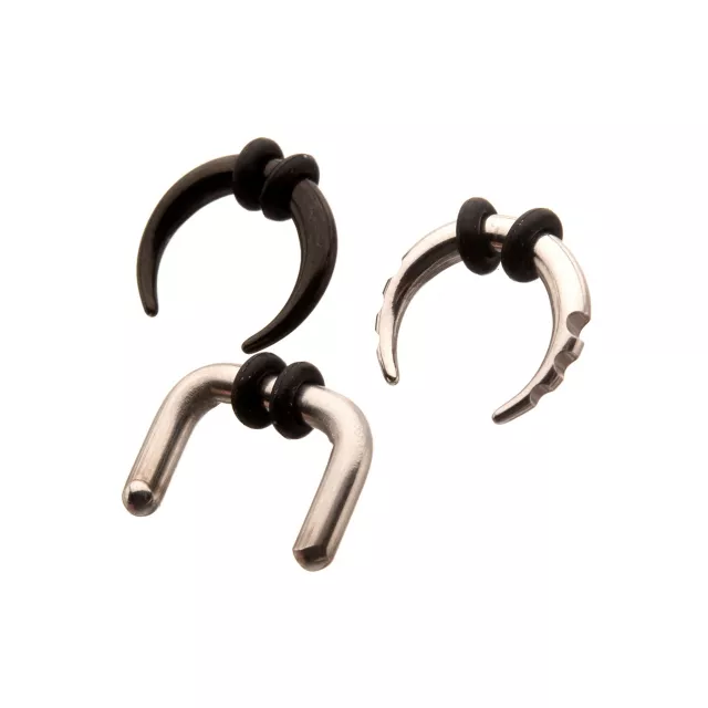 Multi-Pack Silvertone Black Clear Pinchers 3 Pack - 10 Gauge at Spencer's