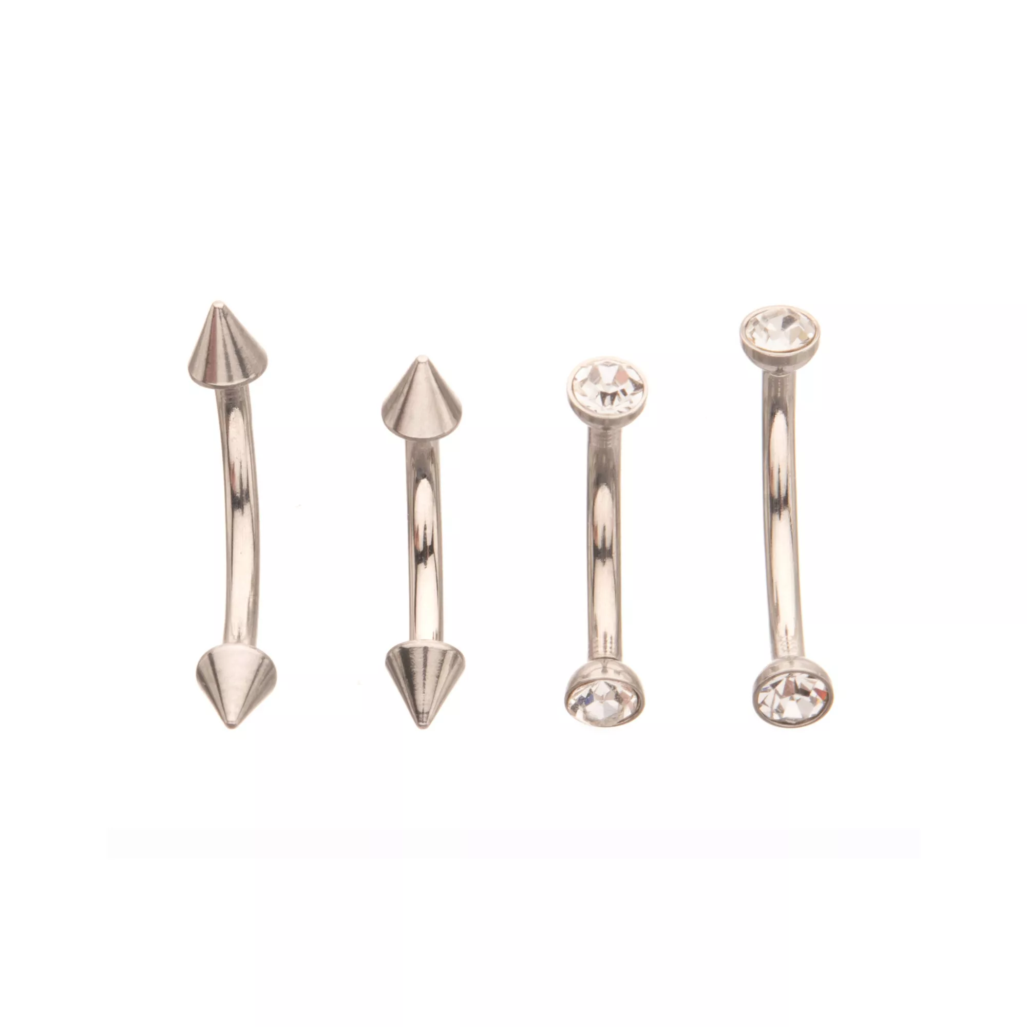 Multi-Pack Silver Spiked Vertical Labrets 4 Pack - 16 Gauge at Spencer's