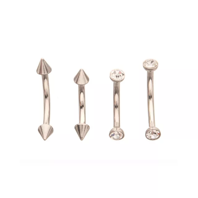 Multi-Pack Silver Spiked Vertical Labrets 4 Pack - 16 Gauge at Spencer's