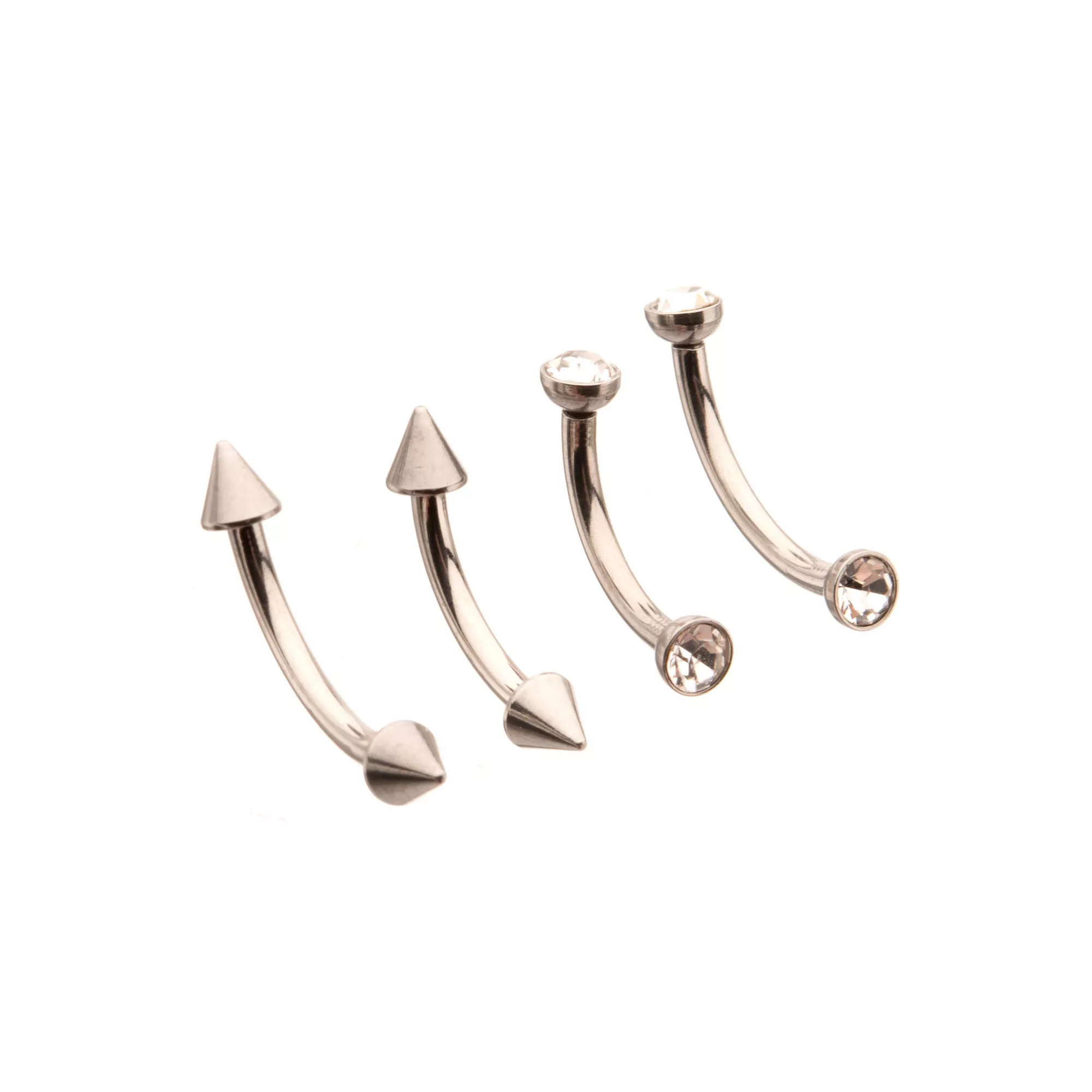 Multi-Pack Silver Spiked Vertical Labrets 4 Pack - 16 Gauge