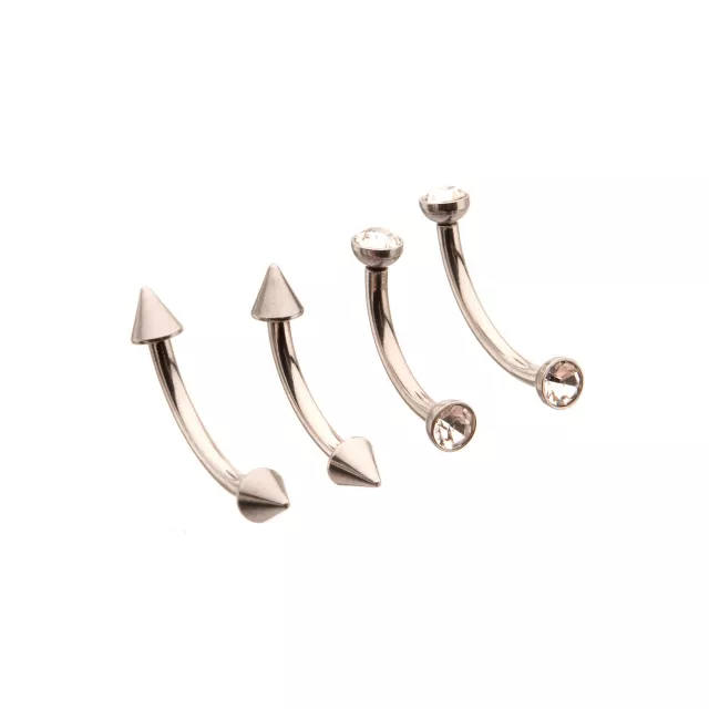 Multi-Pack Silver Spiked Vertical Labrets 4 Pack - 16 Gauge at Spencer's