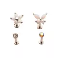 Multi-Pack CZ Butterfly Flower Labret Lip Rings 4 Pack - 16 Gauge at Spencer's