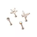 Multi-Pack CZ Butterfly Flower Labret Lip Rings 4 Pack - 16 Gauge at Spencer's