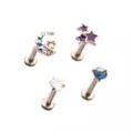 Multi-Pack CZ Moon Stars Labret Lip Rings 4 Pack - 16 Gauge at Spencer's