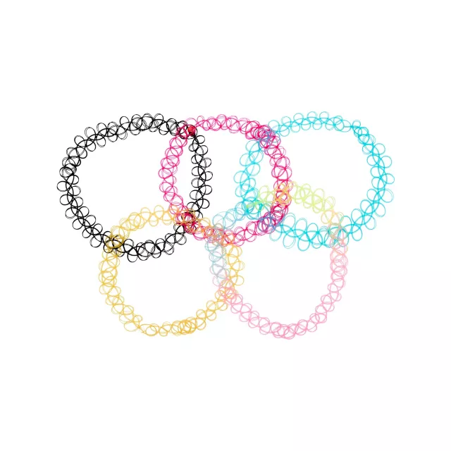 Multi-Pack Blue Multi-Color Tattoo Choker Necklaces - 5 Pack at Spencer's