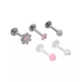 Multi-Pack Pink Flower Labret Lip Rings 5 Pack - 16 Gauge at Spencer's