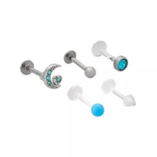 Multi-Pack Blue Moon Labret Lip Rings 5 Pack - 16 Gauge at Spencer's