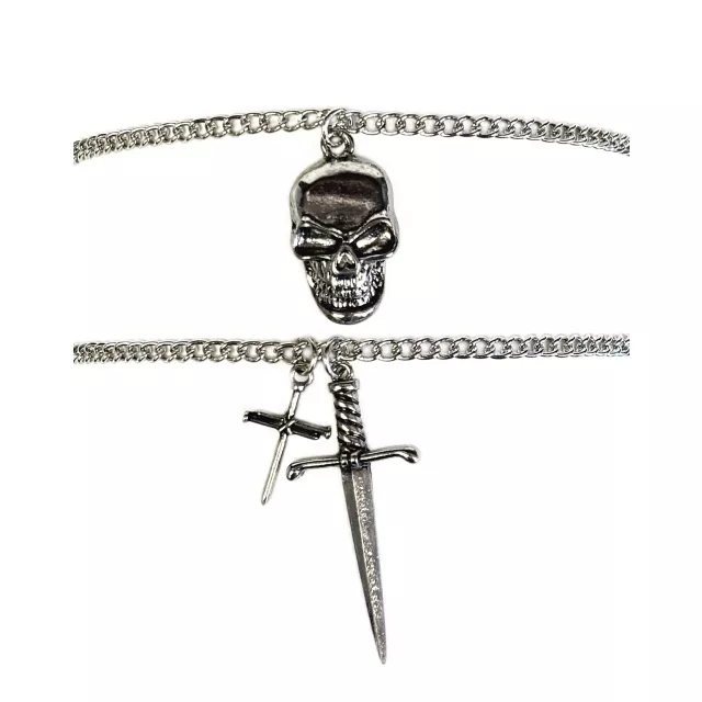 Multi-Pack Skull and Crosses Chain Necklaces - 2 Pack at Spencer's