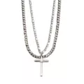 Silvertone Dual Row Cross Pendant Necklace at Spencer's