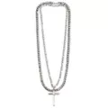 Silvertone Dual Row Cross Pendant Necklace at Spencer's