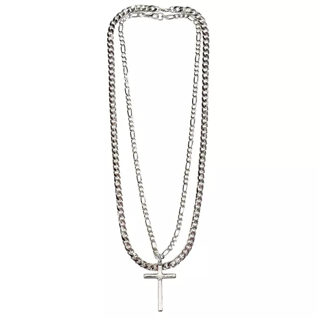 Silvertone Dual Row Cross Pendant Necklace at Spencer's