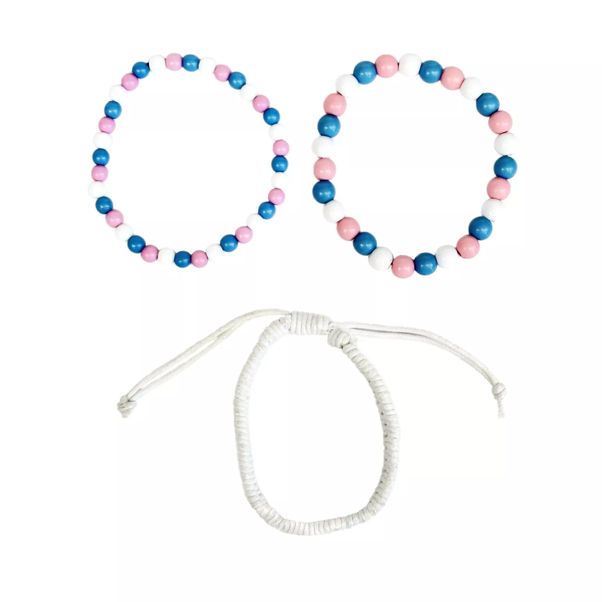 Multi-Pack Trans Pride Braided Cord and Beaded Bracelets - 3 Pack at Spencer's