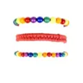 Multi-Pack Rainbow Gay Pride Braided Cord and Beaded Bracelets - 3 Pack at Spencer's