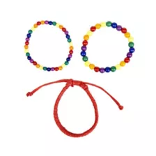 Multi-Pack Rainbow Gay Pride Braided Cord and Beaded Bracelets - 3 Pack at Spencer's