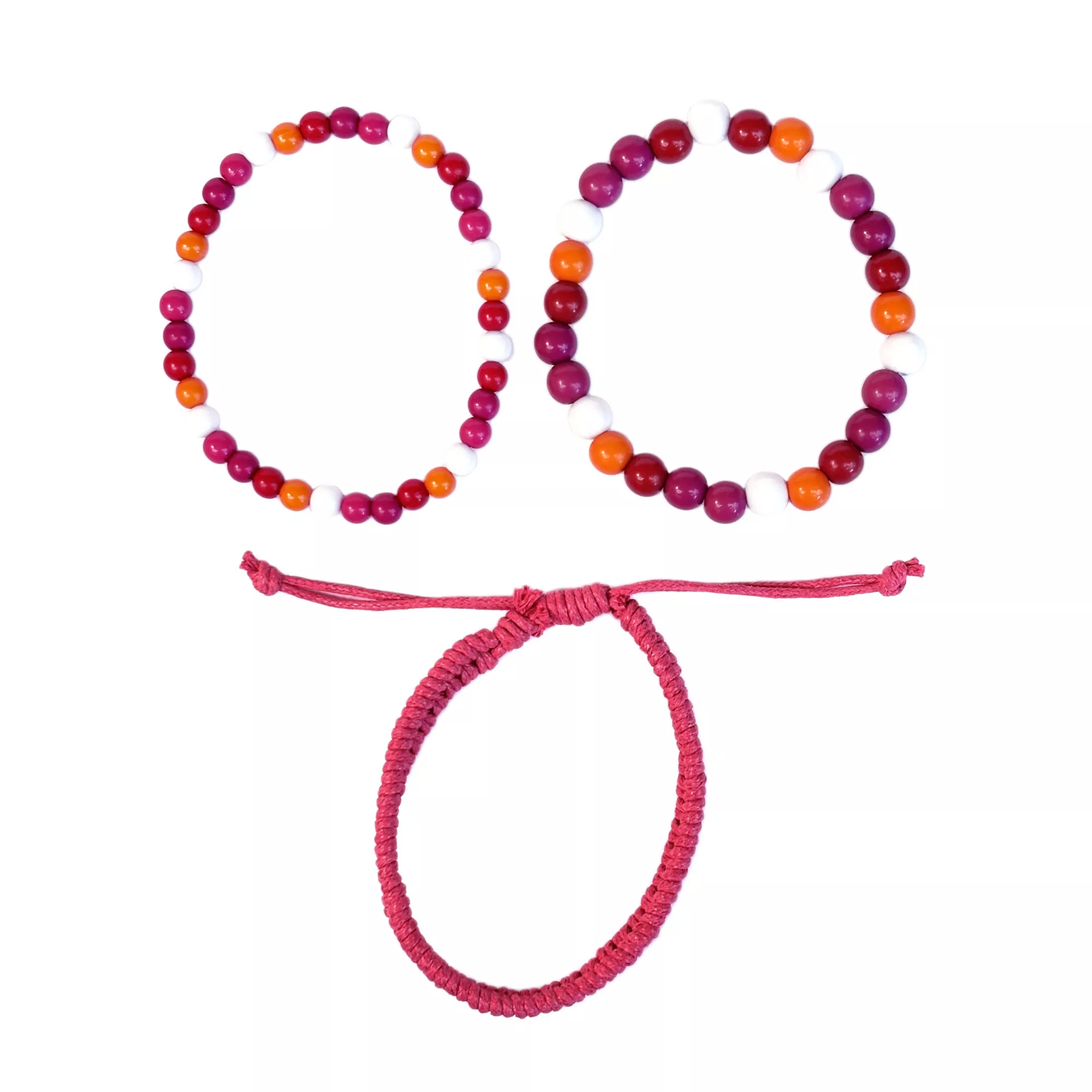 Multi-Pack Lesbian Pride Braided Cord and Beaded Bracelets - 3 Pack