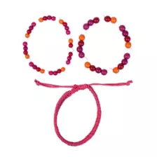 Multi-Pack Lesbian Pride Braided Cord and Beaded Bracelets - 3 Pack at Spencer's