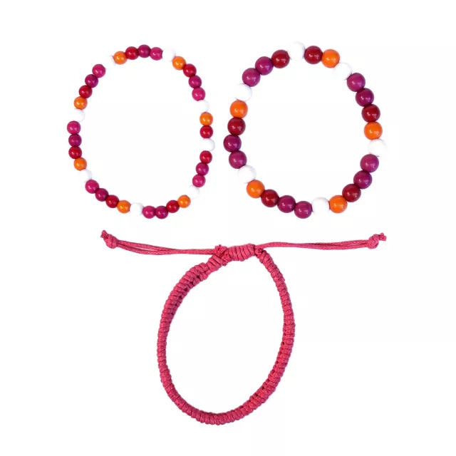 Multi-Pack Lesbian Pride Braided Cord and Beaded Bracelets - 3 Pack at Spencer's