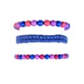 Multi-Pack Bisexual Pride Bradied Cord and Beaded Bracelets - 3 Pack at Spencer's