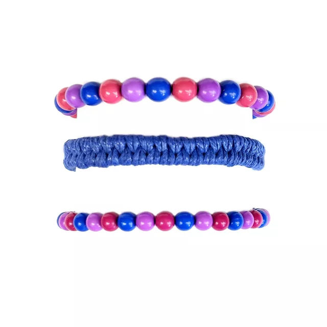Multi-Pack Bisexual Pride Bradied Cord and Beaded Bracelets - 3 Pack at Spencer's