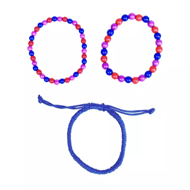 Multi-Pack Bisexual Pride Bradied Cord and Beaded Bracelets - 3 Pack at Spencer's