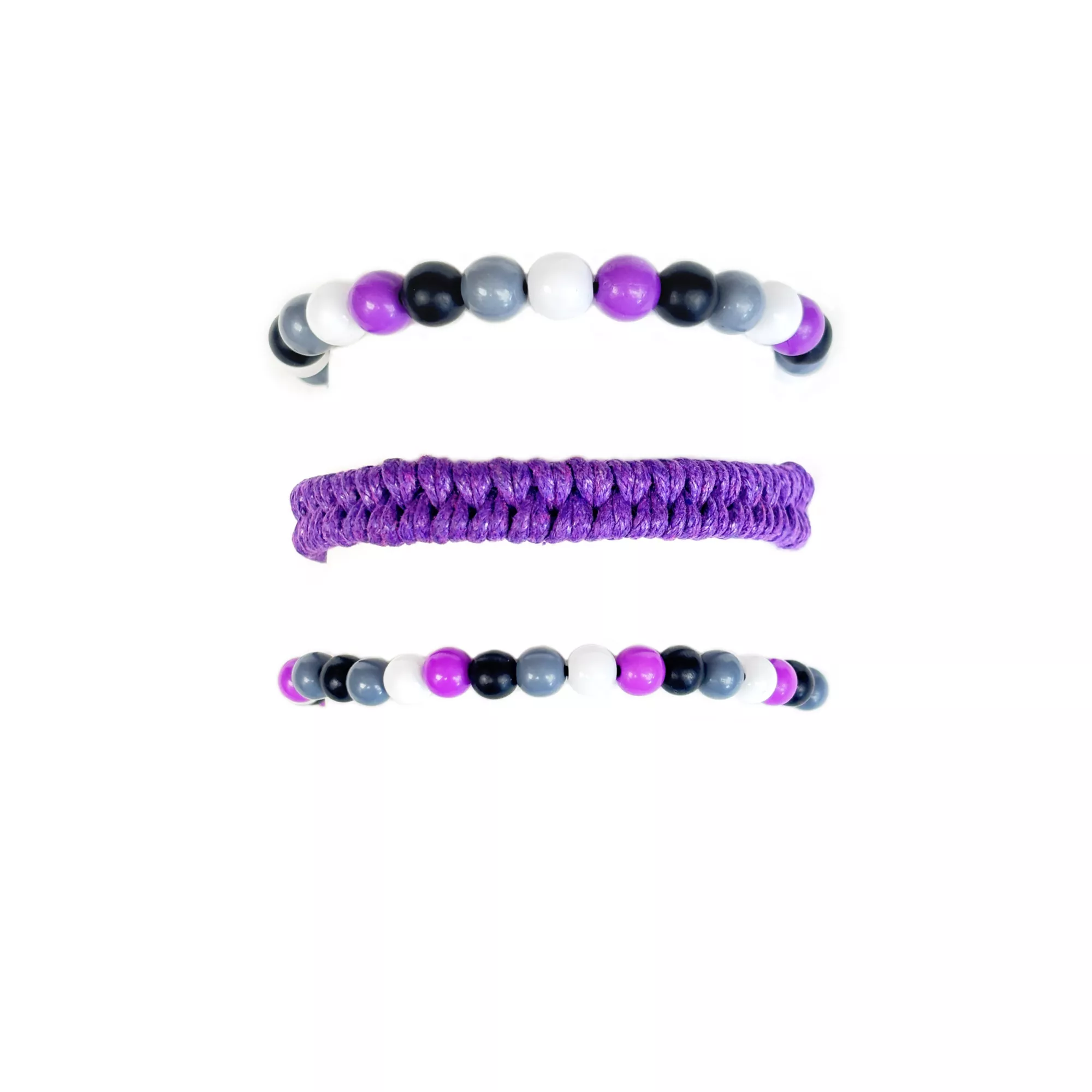 Multi-Pack Asexual Pride Braided Cord and Beaded Bracelets - 3 Pack at Spencer's
