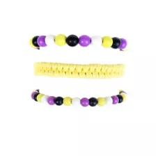 Multi-Pack Nonbinary Pride Braided Cord and Beaded Bracelets - 3 Pack at Spencer's