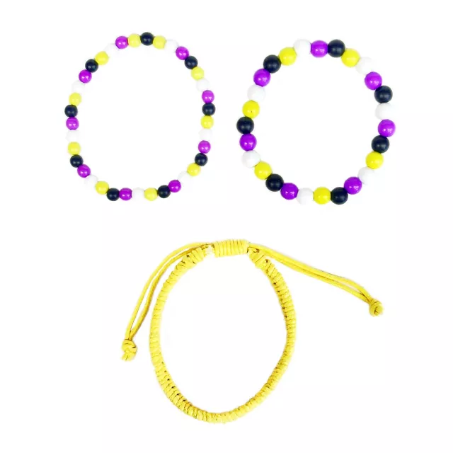 Multi-Pack Nonbinary Pride Braided Cord and Beaded Bracelets - 3 Pack at Spencer's
