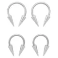 Multi-Pack - Silver Long Spike Horseshoe Ring - 4 Pack - 16G at Spencer's