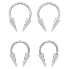 Multi-Pack - Silver Long Spike Horseshoe Ring - 4 Pack - 16G at Spencer's