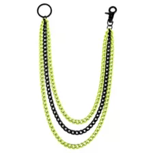 Black and Green Triple Row Wallet Chain at Spencer's