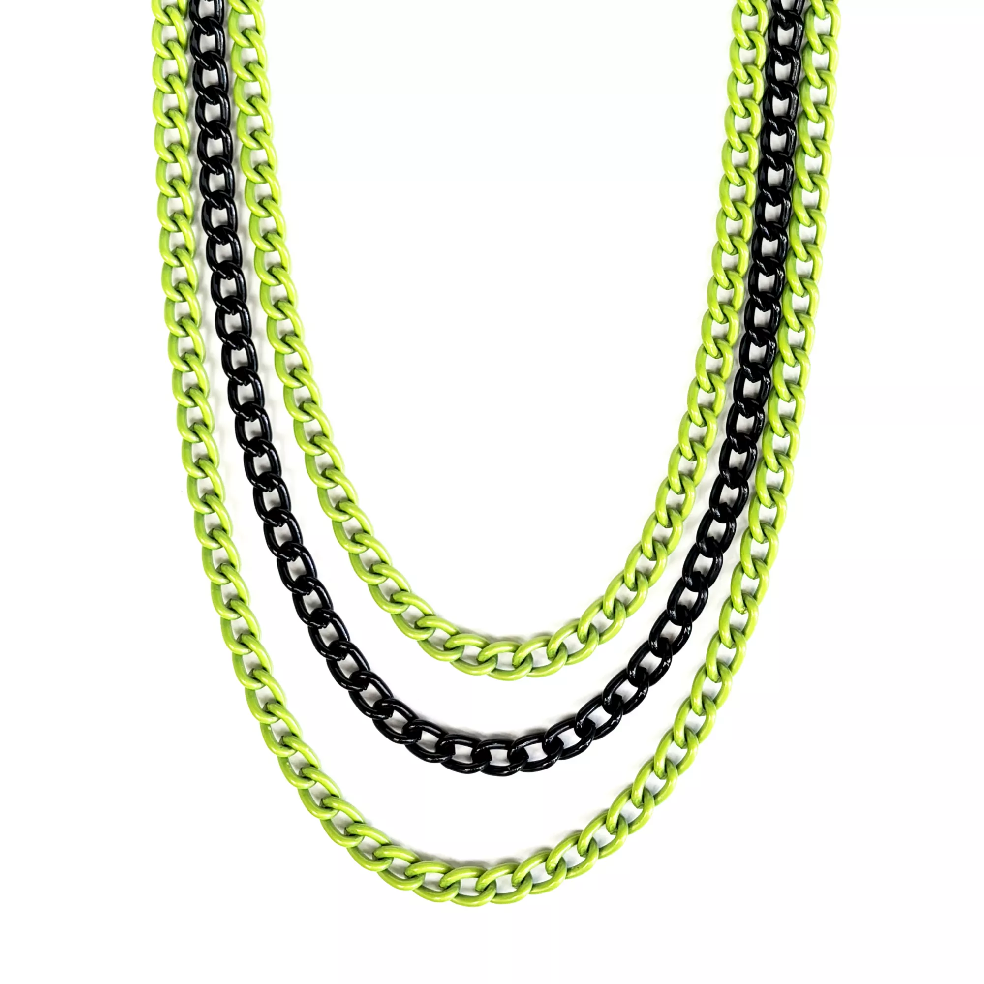 Black and Green 3-Row Row Wallet Chain at Spencer's