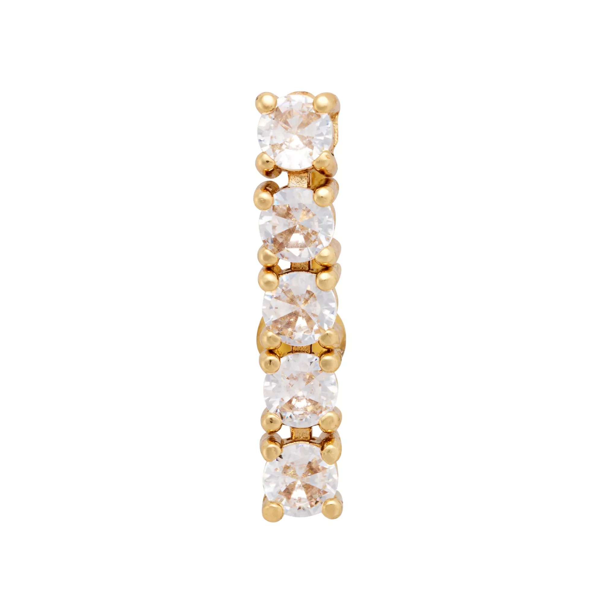 Round Prong CZ Goldtone Titanium Bar Belly Ring - 14 Gauge