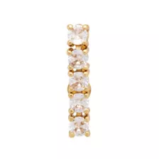 Round Prong CZ Goldtone Titanium Bar Belly Ring - 14 Gauge at Spencer's