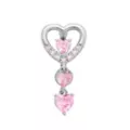 Triple Pink CZ Heart Titanium Dangle Belly Ring - 14 Gauge at Spencer's