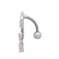 Triple Pink CZ Heart Titanium Dangle Belly Ring - 14 Gauge at Spencer's