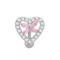 Pink CZ Heart Butterfly Titanium Belly Ring - 14 Gauge at Spencer's