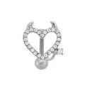 CZ Devil Horned Heart Belly Ring - 14 Gauge at Spencer's