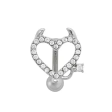 CZ Devil Horned Heart Belly Ring - 14 Gauge at Spencer's