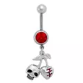 Red CZ Cherry Skull Titanium Dangle Belly Ring - 14 Gauge at Spencer's