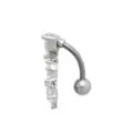 Double CZ Heart and Bow Titanium Dangle Belly Ring - 14 Gauge at Spencer's