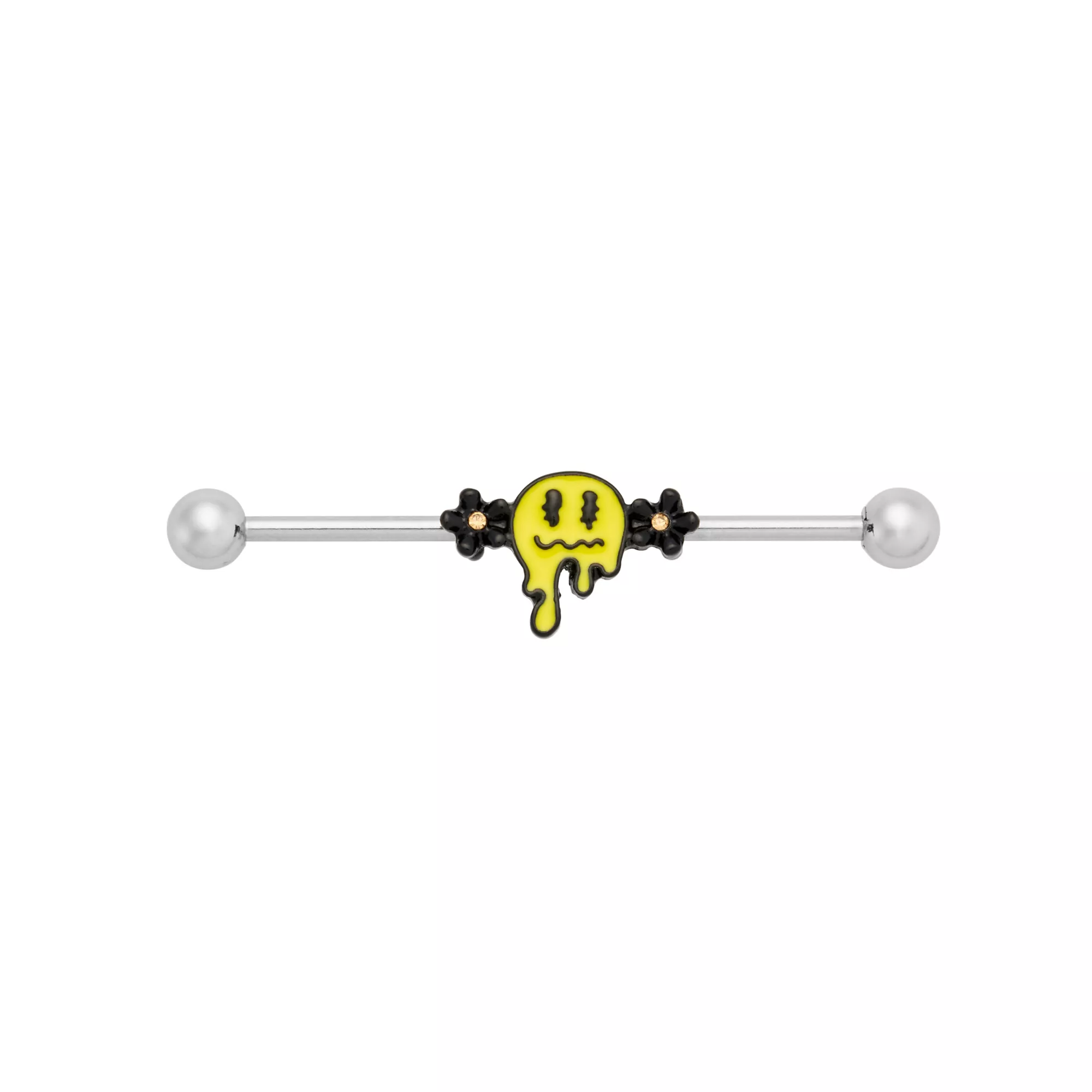 Drippy Smiley Face Industrial Barbell - 14 Gauge at Spencer's