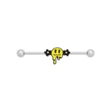 Drippy Smiley Face Industrial Barbell - 14 Gauge at Spencer's