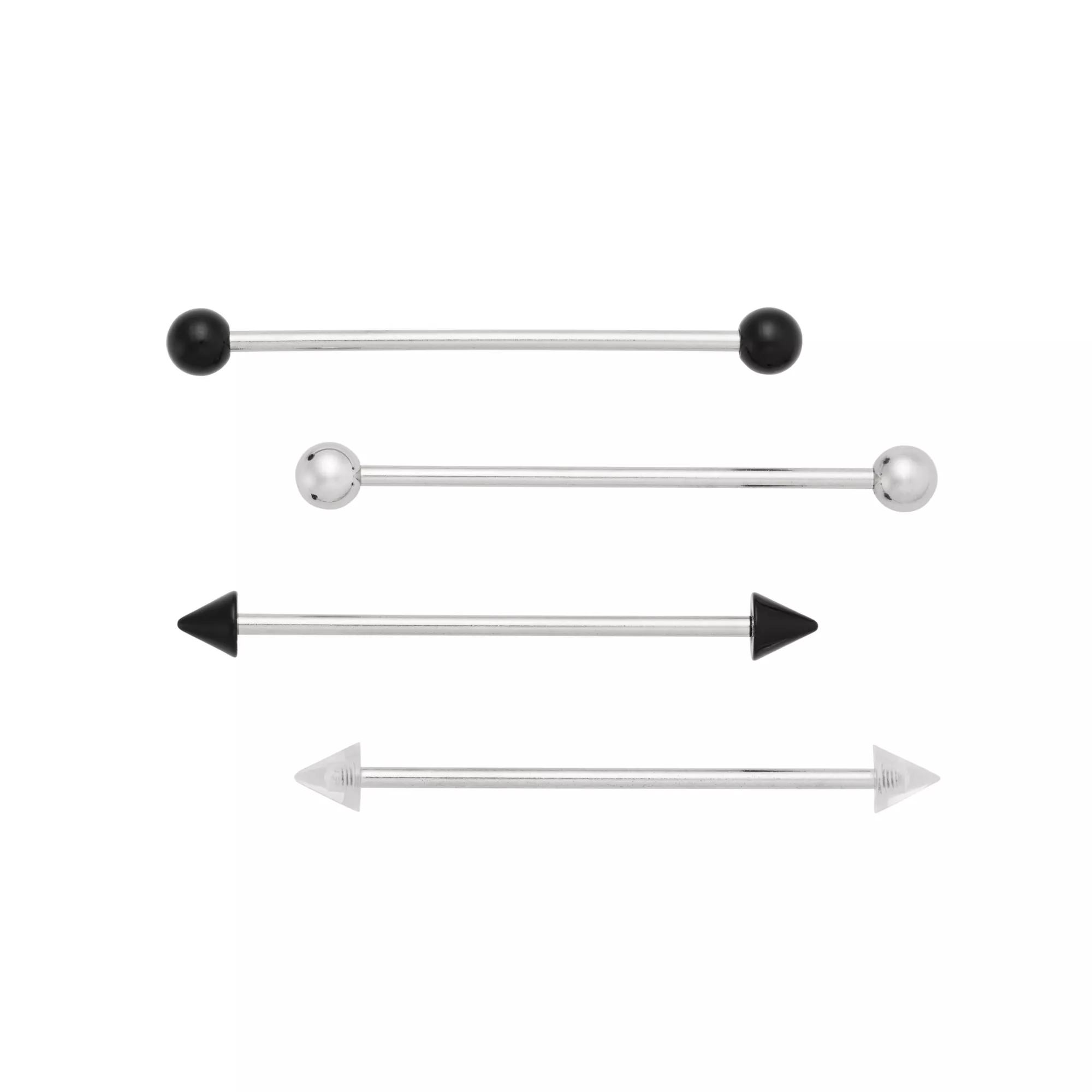 Multi-Pack Prong and Spike End Industrial Barbells 4 Pack - 14 Gauge at Spencer's