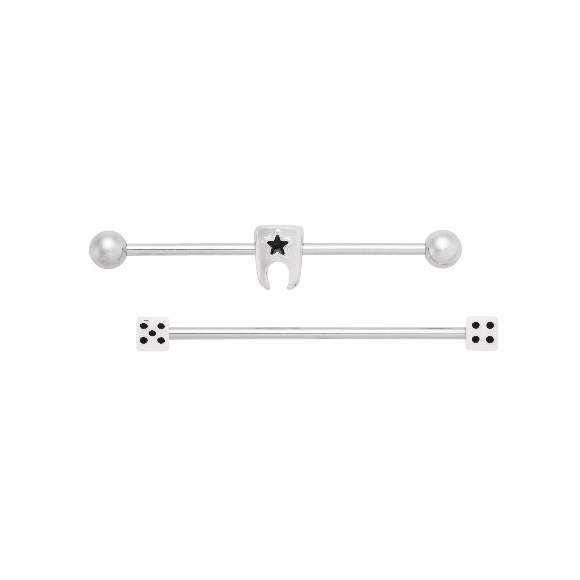 Multi-Pack Tooth and Dice Industrial Barbells 2 Pack - 14 Gauge at Spencer's