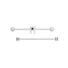Multi-Pack Tooth and Dice Industrial Barbells 2 Pack - 14 Gauge at Spencer's