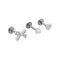 Multi-Pack CZ Bow and Heart Titanium Cartilage Barbells 3 Pack - 16 Gauge at Spencer's