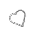 CZ Titanium Heart Hinged Hoop Ring - 16 Gauge at Spencer's