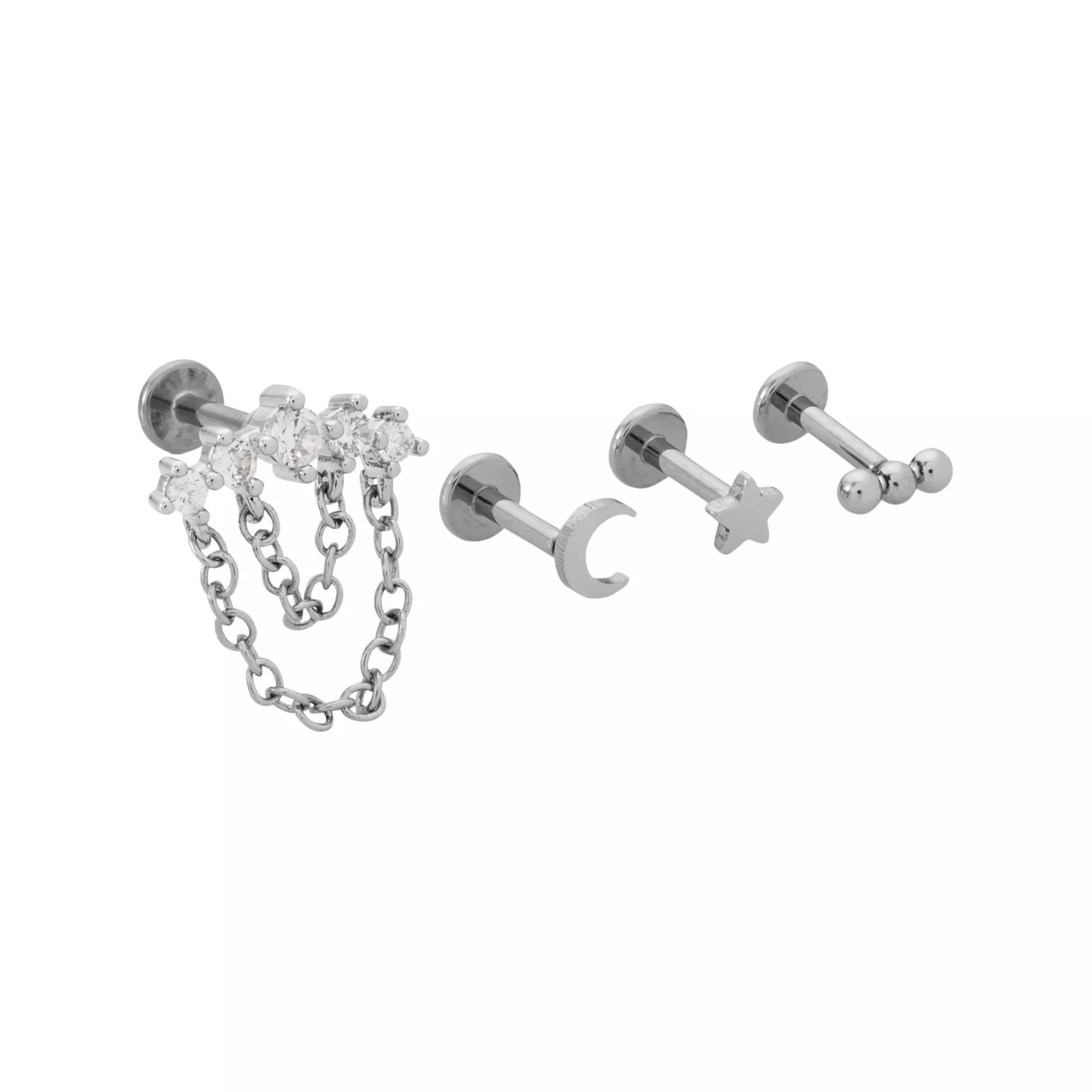 Multi-Pack CZ Slab Celestial Titanium Cartilage Barbells 4 Pack - 16 Gauge at Spencer's