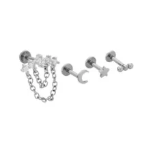 Multi-Pack CZ Slab Celestial Titanium Cartilage Barbells 4 Pack - 16 Gauge at Spencer's
