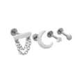 Multi-Pack Star CZ and Moon Titanium Cartilage Barbells 4 Pack - 16 Gauge at Spencer's